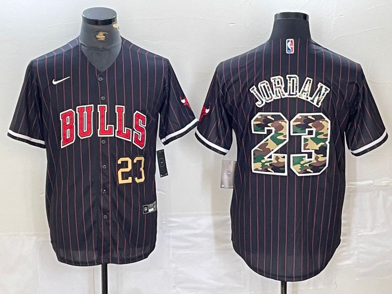 Men Chicago Bulls 23 Jordan Black stripe Jointly 2024 Nike NBA Jersey style 3